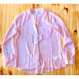 Kut from the Kloth Women’s Pink & White Spots Button Up Long Sleeve Blouse M